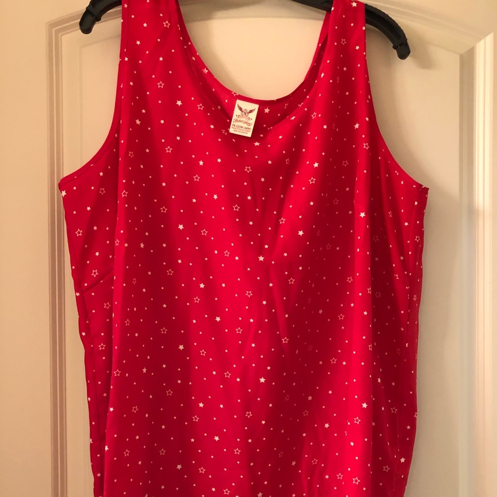 Red tank top with white star pattern